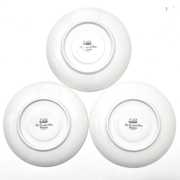 Diane by Fine China of Japan Blue Flower Scrolls - Set of 3 Footed Cups+Saucer - Picture 7 of 16